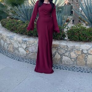 Wine Colored formal gown!!! Gamine long sleeve dress from Marbl.ae!!